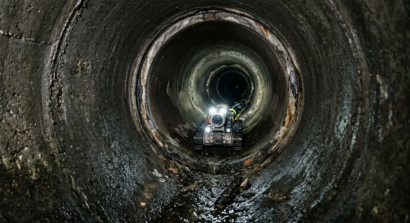 Robotic sewer camera inspecting pipe interior for Sewer Line Repair in Princeton